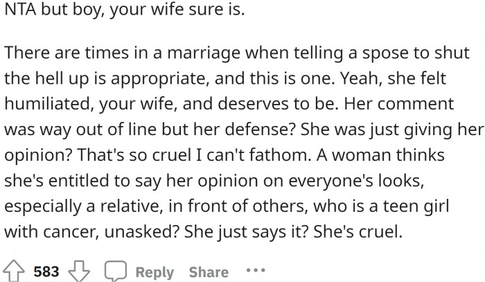 There is no doubt about it; the wife is surely the TA here. A big one!