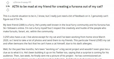 If You've Ever Had A Friend Create A Fursona Out Of Your Beloved Pet Then You're Not Alone And These Redditors Have The Advice You Need