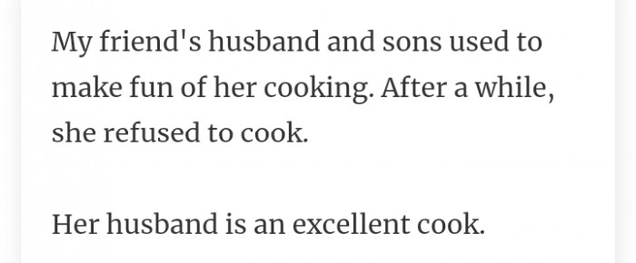 #22 Cooking is fun for him.