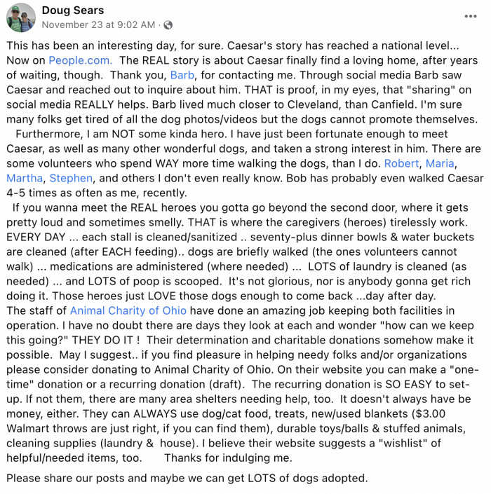 Doug and Caesar's story captured the attention of many people.