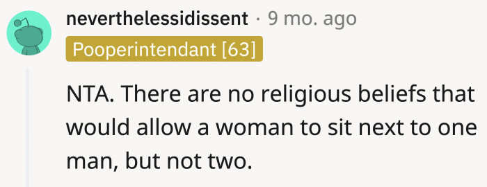 Maybe it's specific to being seated between two men?