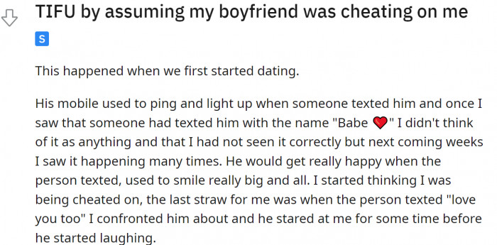 She saw someone texting her boyfriend named 