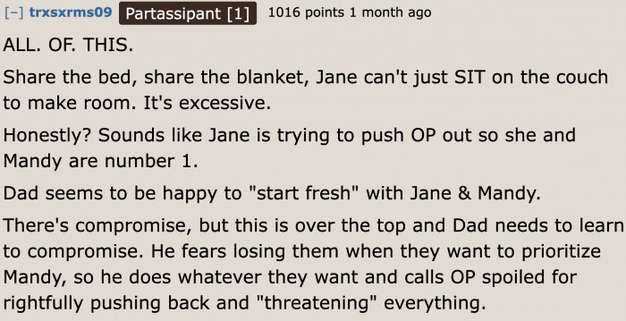 He's compromising his daughter's well-being for his own desires.