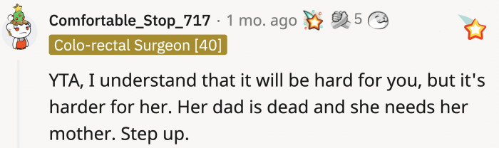 As a mom, the responsibility and compassion to step up rely on her.