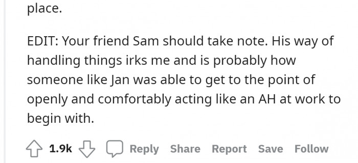 Here's a little side note from a commenter to OP's friend.