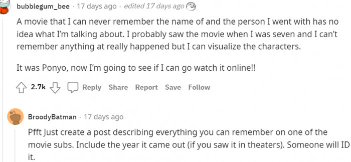 12. A movie I can't remember from my younger days