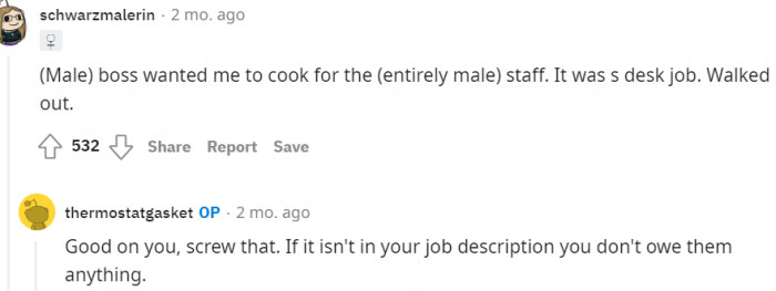 I don't owe you what isn't in my job description