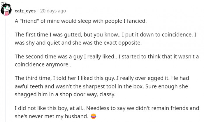 20. What a toxic woman.