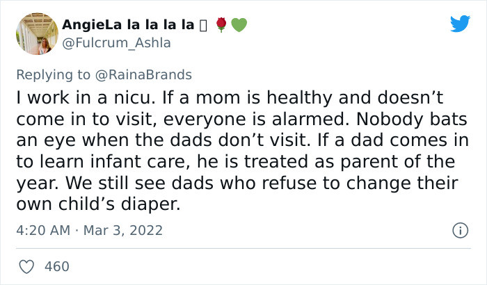 And yet, mothers would bend over backward and still consider that normal or expected of them.