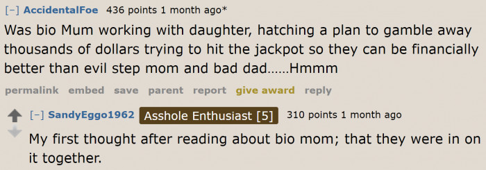 Redditors are doubting the biological mom, believing she's a partner in crime.