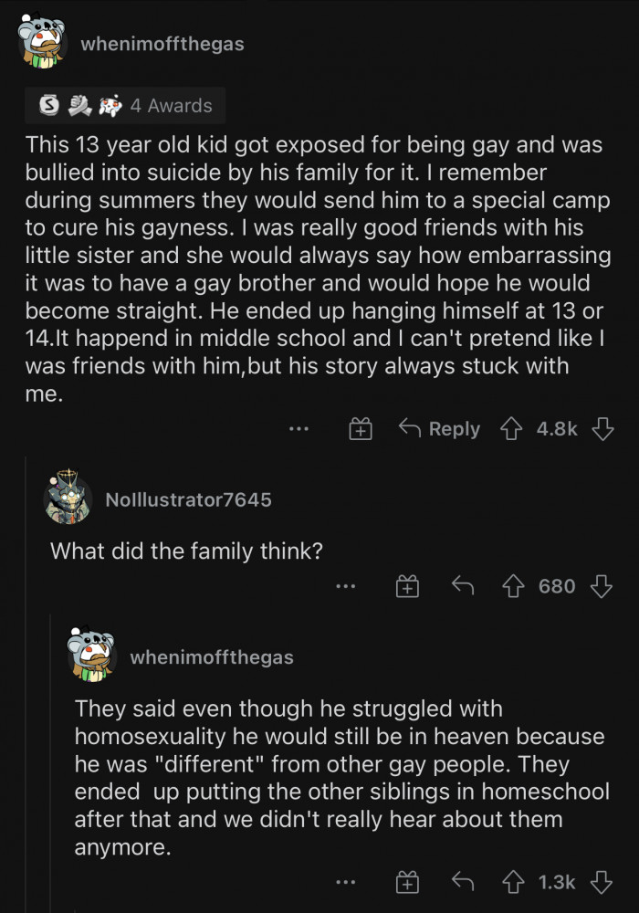 4. Bullied into suicide by his own family.