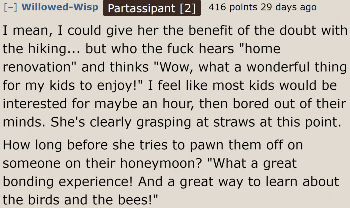 Where in the world did she get the idea of involving kids in a home renovation project?