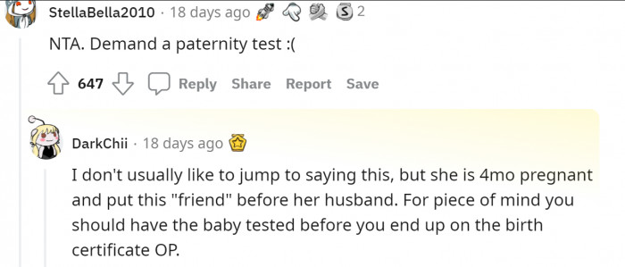 And questioned her fidelity...