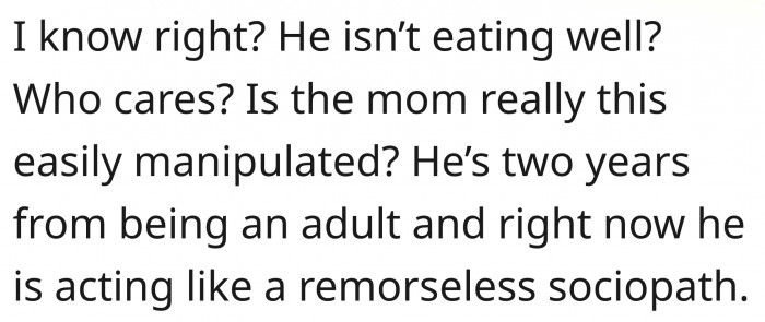 The mom's discipline (if that's even called discipline) is not enough.