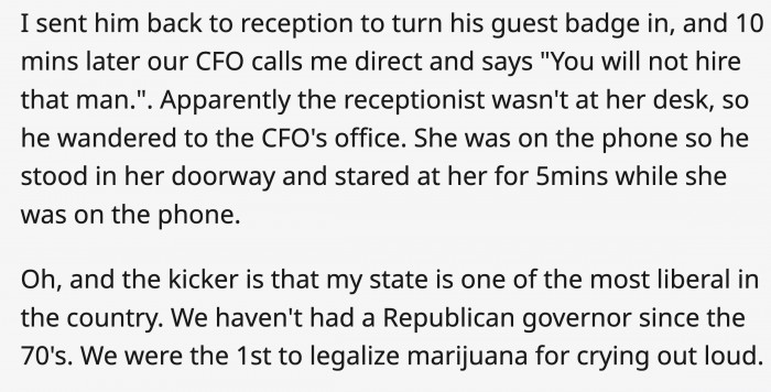 The creepy encounter started way before the interview