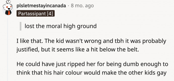 Does the Son's Low-Blow Response Nullify the Aunt's Homophobia?