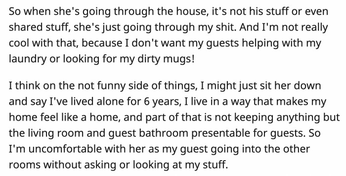 She's seriously considering just having a conversation to lay it all out to Al's mom.