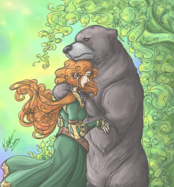 13. Merida and Her Mum, Elinor, After Being Turned into a Bear