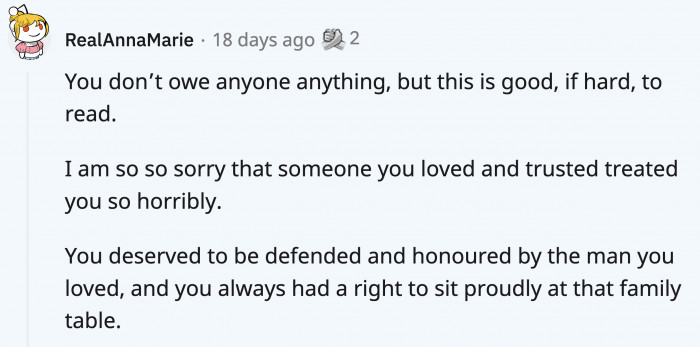 While difficult to read, OP made the right choice by standing up for herself.