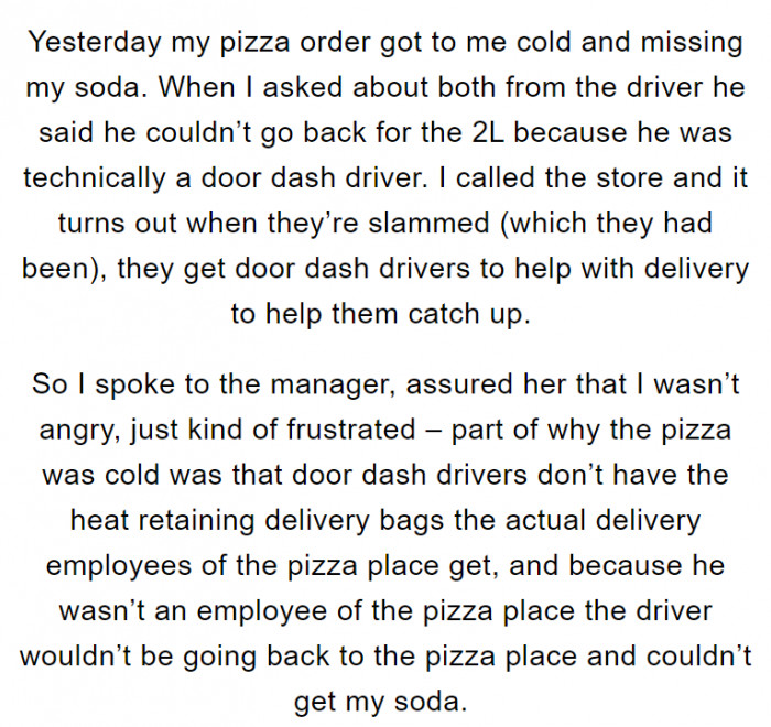 The user explains the situation that occurred.