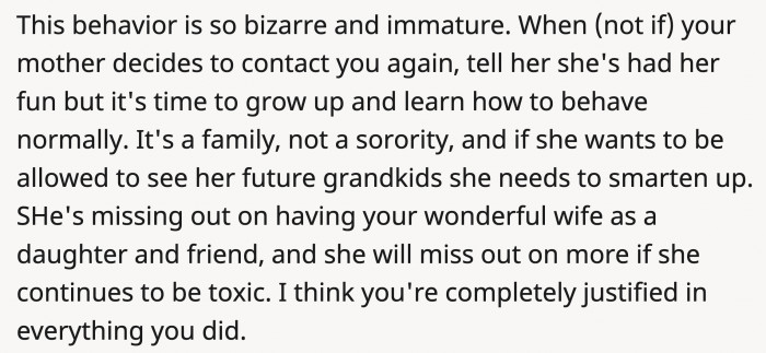 OP doesn't need to take their toxic energy into the next wonderful chapter of his life.