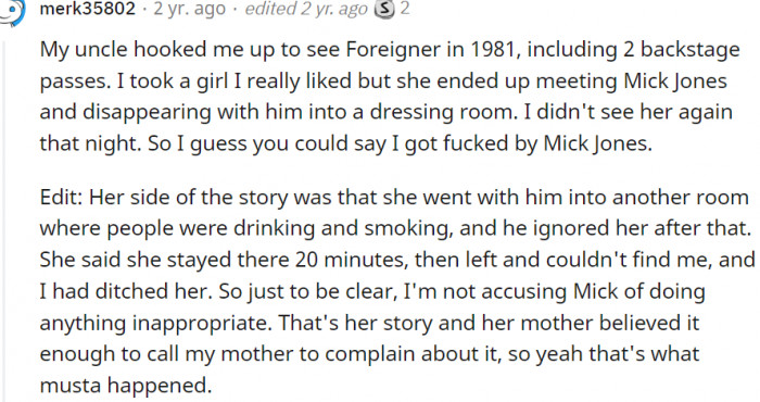 3. The girl I liked and Mick Jones