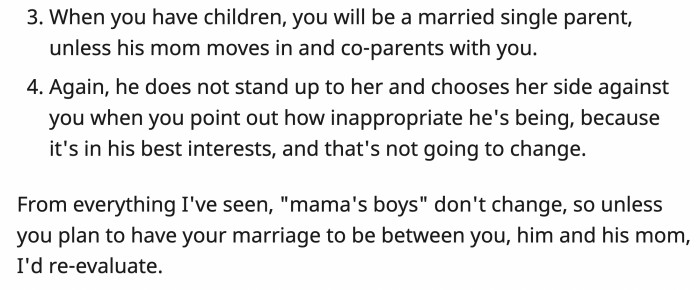 Going forward with this marriage to Al (and his mom) doesn't seem like a sound decision.