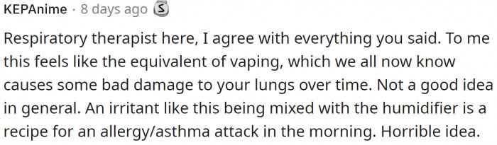 Essential Oil in a CPAP Is Like Vaping.