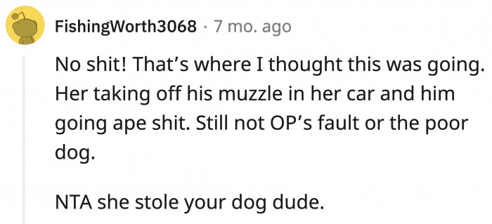 If the would-be hero had been hurt after stealing Max, she would have blamed OP for it.