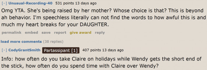 The redditors are mad and heartbroken for his daughter.