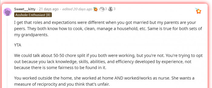 Even other men his age know how to run the house.