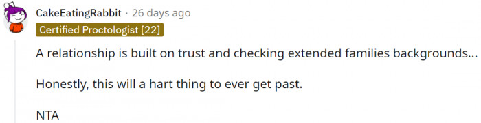 Good basis for building a relationship. NTA