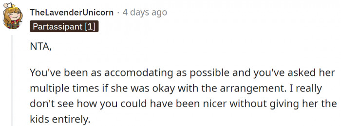 The OP couldn't be kinder.