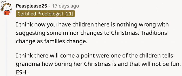 Maybe it's time to *grow* the traditions along with the growing family