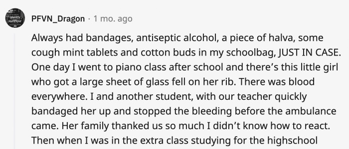26. Overthinking leading to being prepared for accidents...