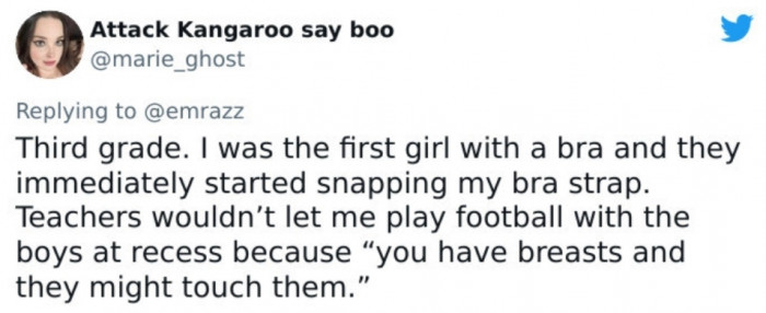 30. Girls who hit puberty early can't play contact sports with the boys.