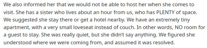 After deciding what they wanted to do, they had a chat with MIL.