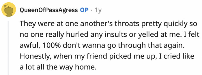 Apparently, she felt awful afterward...