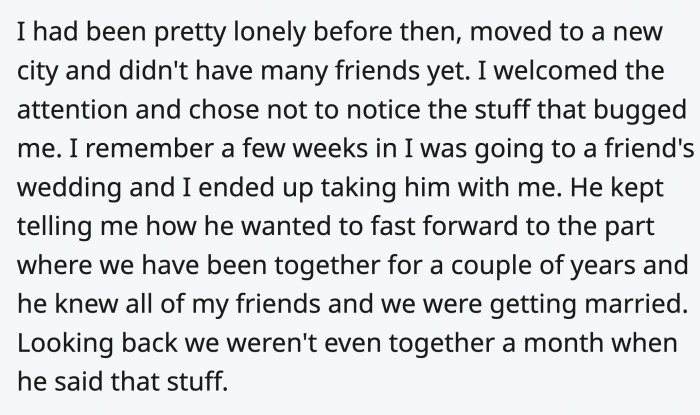 Even if it was early in the relationship.