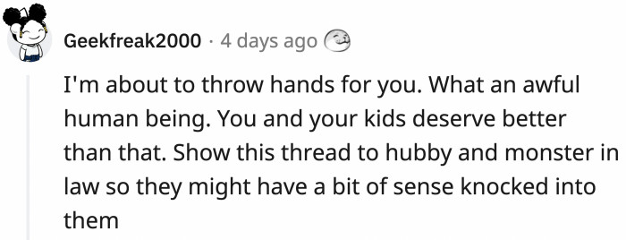 OP should stop being a part of this awful family, to be honest.