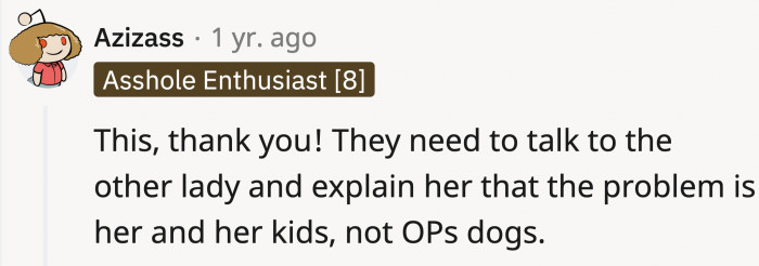 They could have her apologize to OP instead