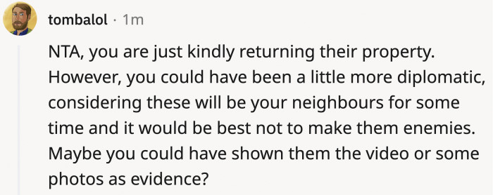 The commenter was understandably concerned about the relationship between neighbors...