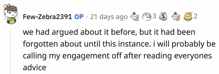 OP has made up his mind and will no longer marry Sarah.