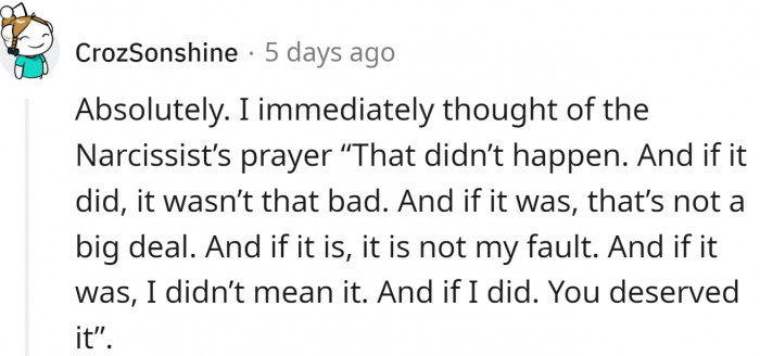 This perfectly depicts a narcissistic person.