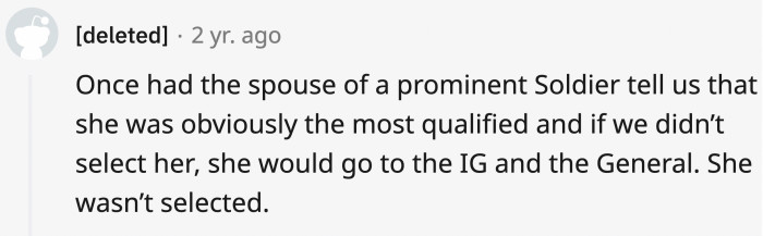 Well, the general can create their own company to hire her then