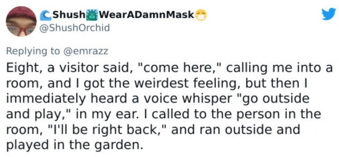 15. Thank goodness she listened to the whisper.