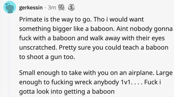 This person who's about to get a baboon