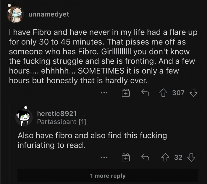 Reading this post was infuriating for people who actually have fibromyalgia.