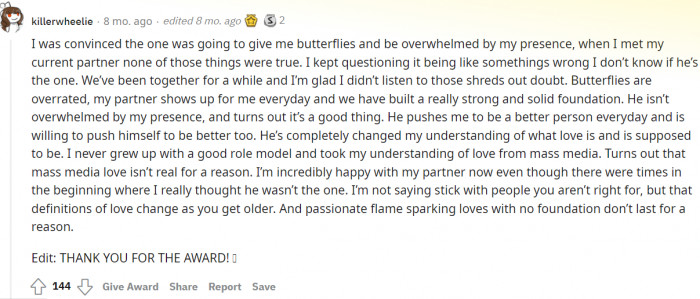 She is incredibly happy with her partner.