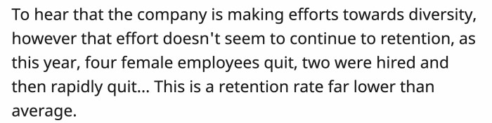 It seems the company doesn't have a good track record when it comes to employing women.